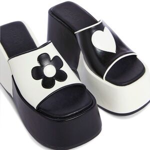 Black and White Platform Sandals